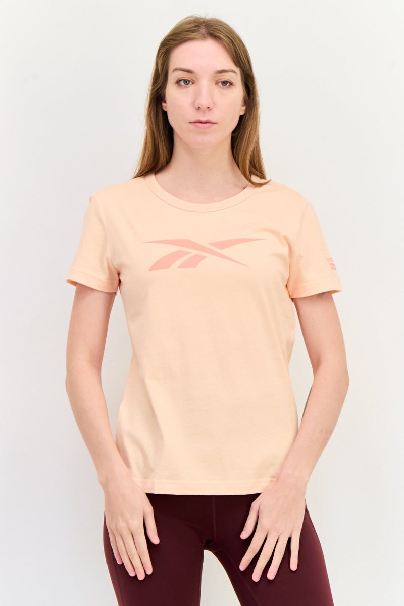 Reebok Women Sportswear Fit Short Sleeves Training T-Shirt, Peach - Image 1