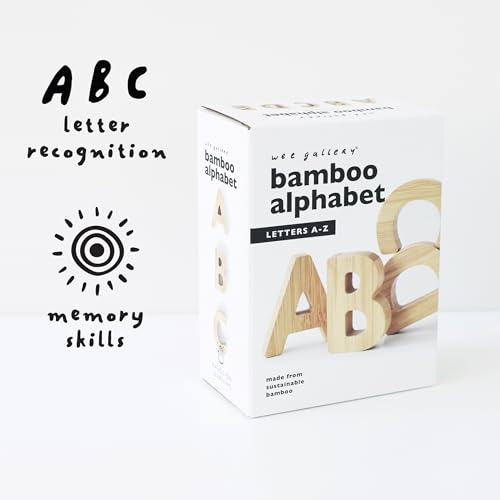 Wee Gallery Bamboo Alphabet, Natural Wood Blocks, Sensory Learning Toy, Wooden Alphabet Toys, 26 Large Letters for Toddler, Preschool Age Kids, Boy or Girl, Learn to Read, Trace, and Sort Pieces - Image 2