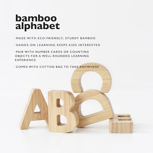 Wee Gallery Bamboo Alphabet, Natural Wood Blocks, Sensory Learning Toy, Wooden Alphabet Toys, 26 Large Letters for Toddler, Preschool Age Kids, Boy or Girl, Learn to Read, Trace, and Sort Pieces - Image 4