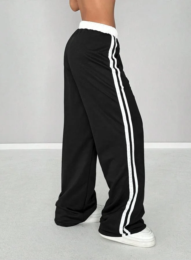 Take Two Take Two Women Black Side Striped Drawstring Waist Joggers