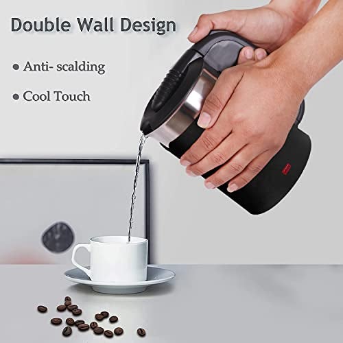 GIONEE Brings 1100 watts 0.5 liter Double Wall Portable Steel body small Electric Kettle for Water/Tea/Coffee/Milk with fast boiling powerful heating Element & Auto Shut-off (Black) Stainless Steel - Image 4