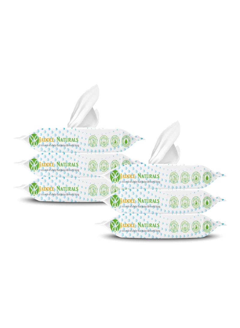 Jadole Naturals Baby Wipes 99.9% Water, with Aloe Vera Extract, 6 Pieces - Image 1