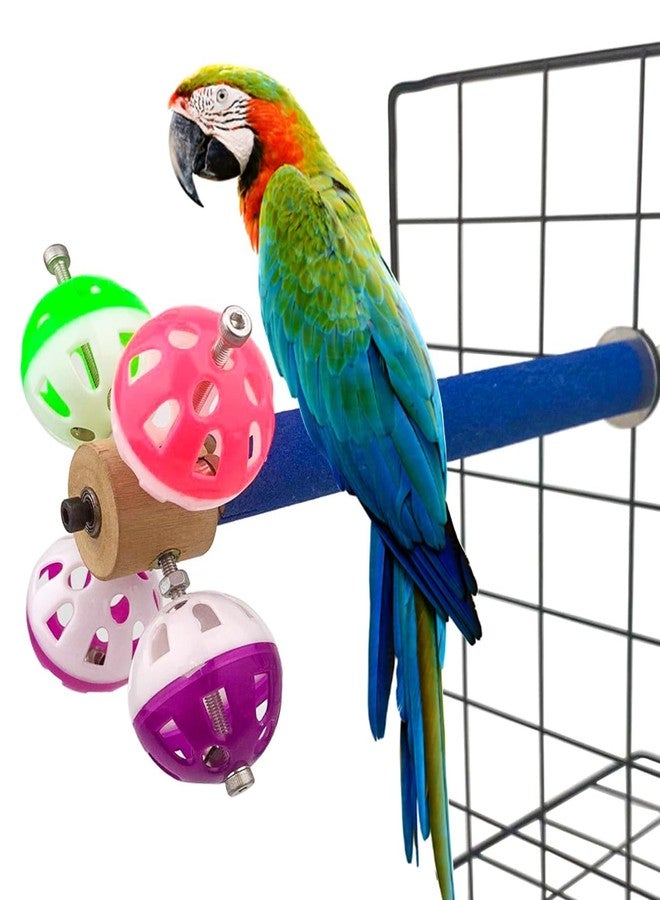 FlidRunest Perch Toy with Rotating Balls for Birds, Rough-surfaced Natural Parrot Perch Toy, Bird Bell Balls for Budgies,Parakeets, Parrots,Cockatiels,Lovebirds,Conures - Image 1