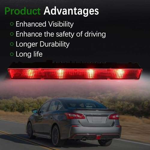 MINETPS 265903RA0A 3Rd High Mount Stop Brake Lights Fit for Nissan Altima 2014-2018, Sentra 2012-2018, LED Third Center Cargo Reverse Rear Brake Light Bar Taillight Replace 265903-RA0A - Image 2