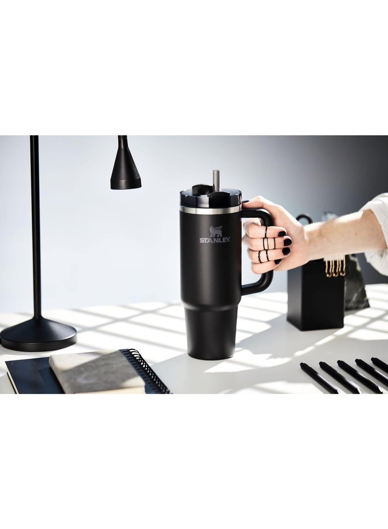 Stanley cup 40 oz Thermal Mug with Straw and Handle, 1200 ml Coffee Mug To Go, Double-Walled Stainless Steel Vacuum Insulated Mug with Lid, Portable Car Mug for Hot and Cold Drinks (Black) - Image 3