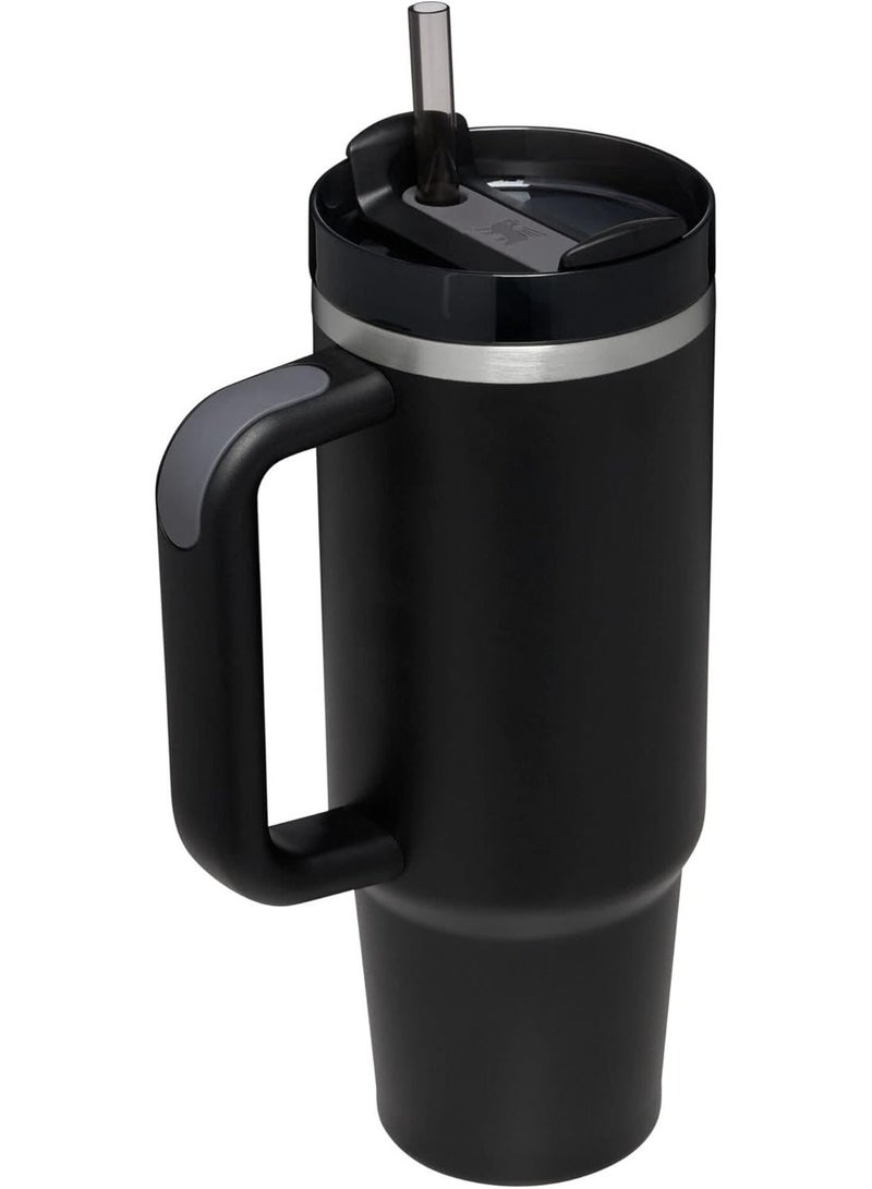 Stanley cup 40 oz Thermal Mug with Straw and Handle, 1200 ml Coffee Mug To Go, Double-Walled Stainless Steel Vacuum Insulated Mug with Lid, Portable Car Mug for Hot and Cold Drinks (Black) - Image 2