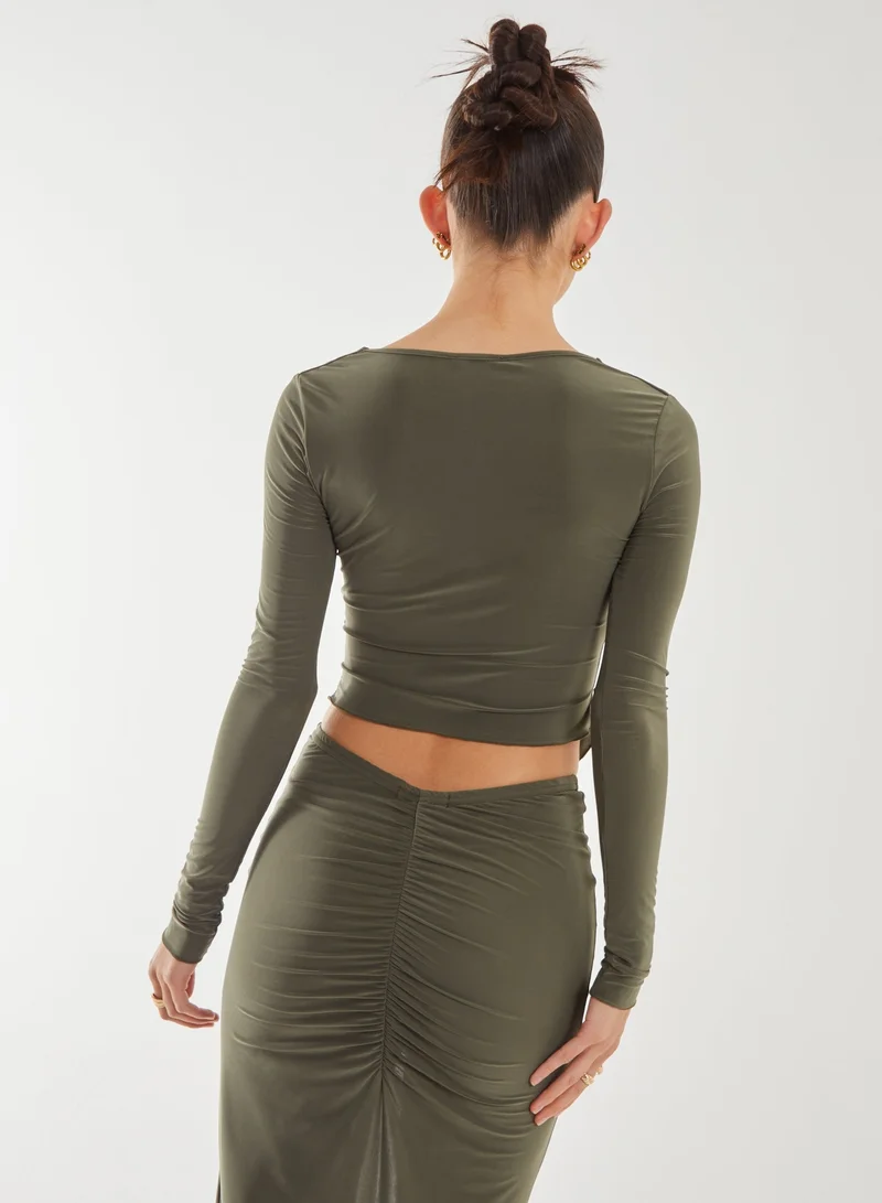 Pink Vanilla Slinky Ruched Butterfly Top