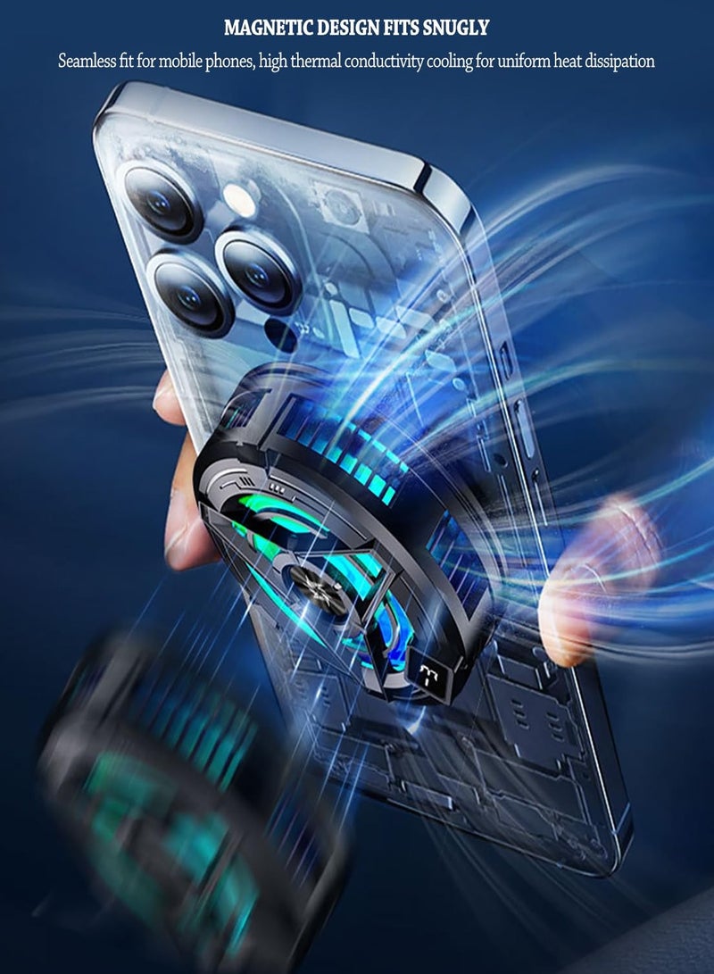 General Magnetic Cell Phone Cooler, RGB Phone Cooling Fan Portable Lightweight Mobile Phone Cooling Fan, Phone Radiator with Temperature Display for Mobile Gaming,Tiktok Live Streaming  - Image 3