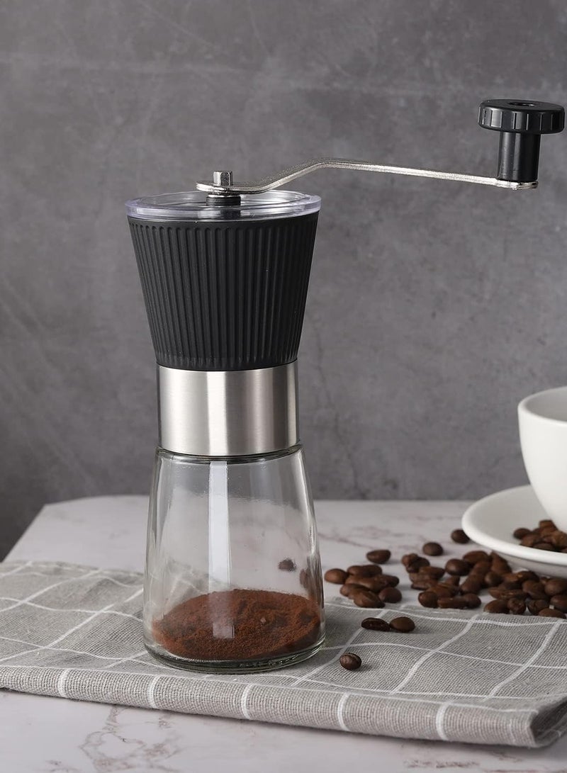 OMRAN CART Manual Coffee Grinder with Glass Jar, Extra Bean Container & Burr Cleaning Brush, Ceramic Burr, Perfect for V60 Pour Over & Espresso Coffee - Image 4