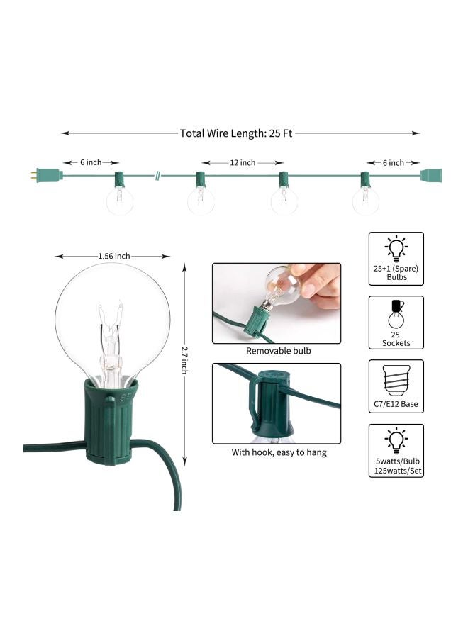 NIBEMINENT LED Globe String Light For Christmas With 25 Bulbs Yellow 4x14centimeter 4x14cm - Image 2