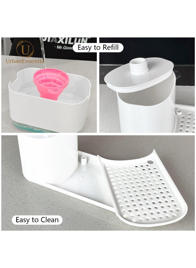 UrbanEssentia - Hand and Dish Soap Dispenser Set for Kitchen, Dual Soap Pump Dispenser with Towel Rack and Sponge Holder, Kitchen Accessories Sink caddy, Kitchen Sink Organizer Storage Rack. - Image 1