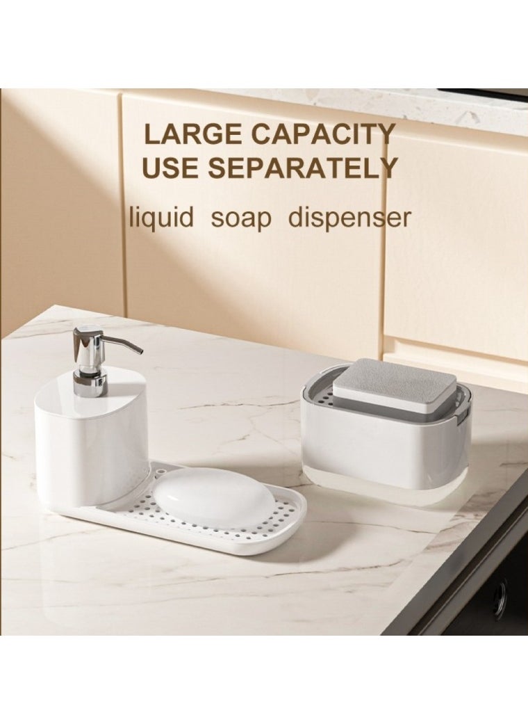 UrbanEssentia - Hand and Dish Soap Dispenser Set for Kitchen, Dual Soap Pump Dispenser with Towel Rack and Sponge Holder, Kitchen Accessories Sink caddy, Kitchen Sink Organizer Storage Rack. - Image 1