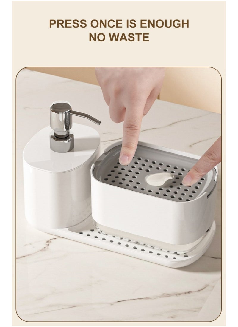 UrbanEssentia - Hand and Dish Soap Dispenser Set for Kitchen, Dual Soap Pump Dispenser with Towel Rack and Sponge Holder, Kitchen Accessories Sink caddy, Kitchen Sink Organizer Storage Rack. - Image 1