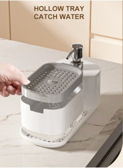UrbanEssentia Hand and Dish Soap Dispenser Set for Kitchen, Dual Soap Pump Dispenser with Towel Rack and Sponge Holder, Kitchen Accessories Sink caddy, Kitchen Sink Organizer Storage Rack.  - Image 3