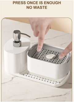 UrbanEssentia Hand and Dish Soap Dispenser Set for Kitchen, Dual Soap Pump Dispenser with Towel Rack and Sponge Holder, Kitchen Accessories Sink caddy, Kitchen Sink Organizer Storage Rack.  - Image 4