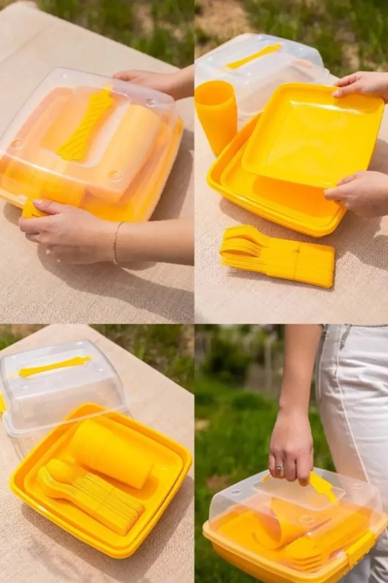 Pikas 6 Person Portable Picnic Camping Set 32 Piece Service Picnic Set with Carrying Bag
