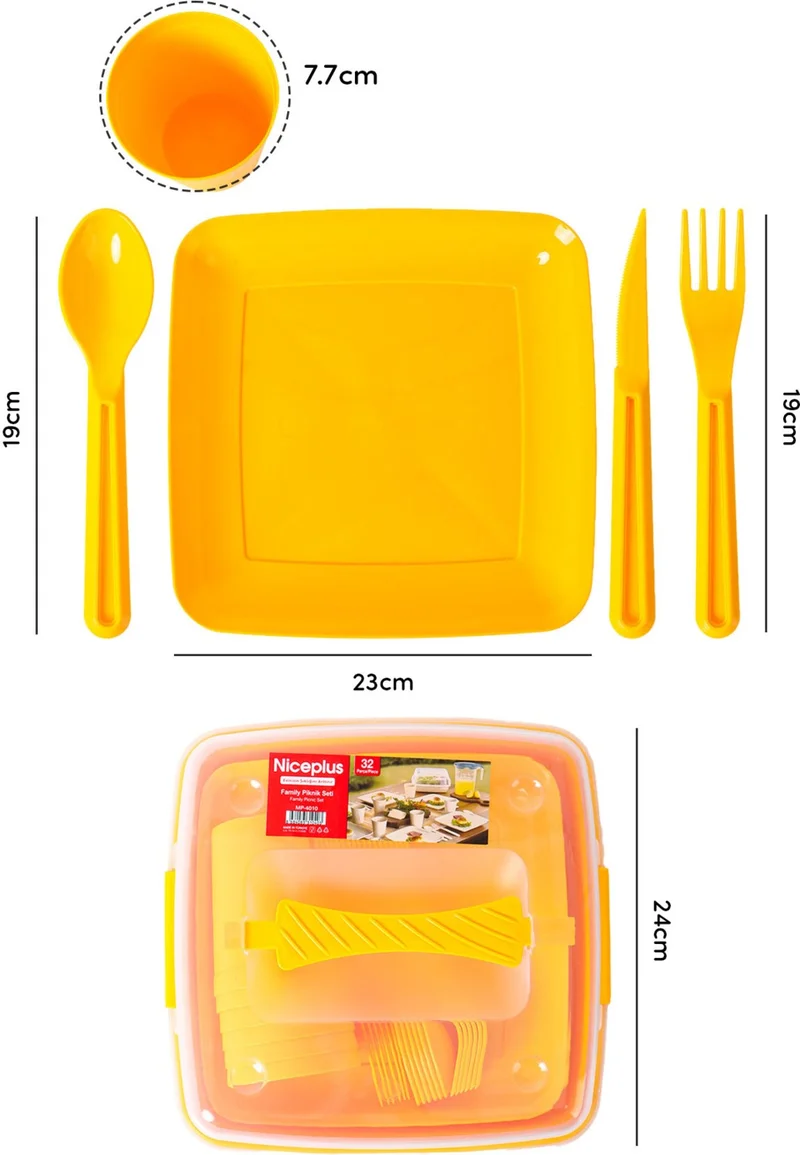Pikas 6 Person Portable Picnic Camping Set 32 Piece Service Picnic Set with Carrying Bag