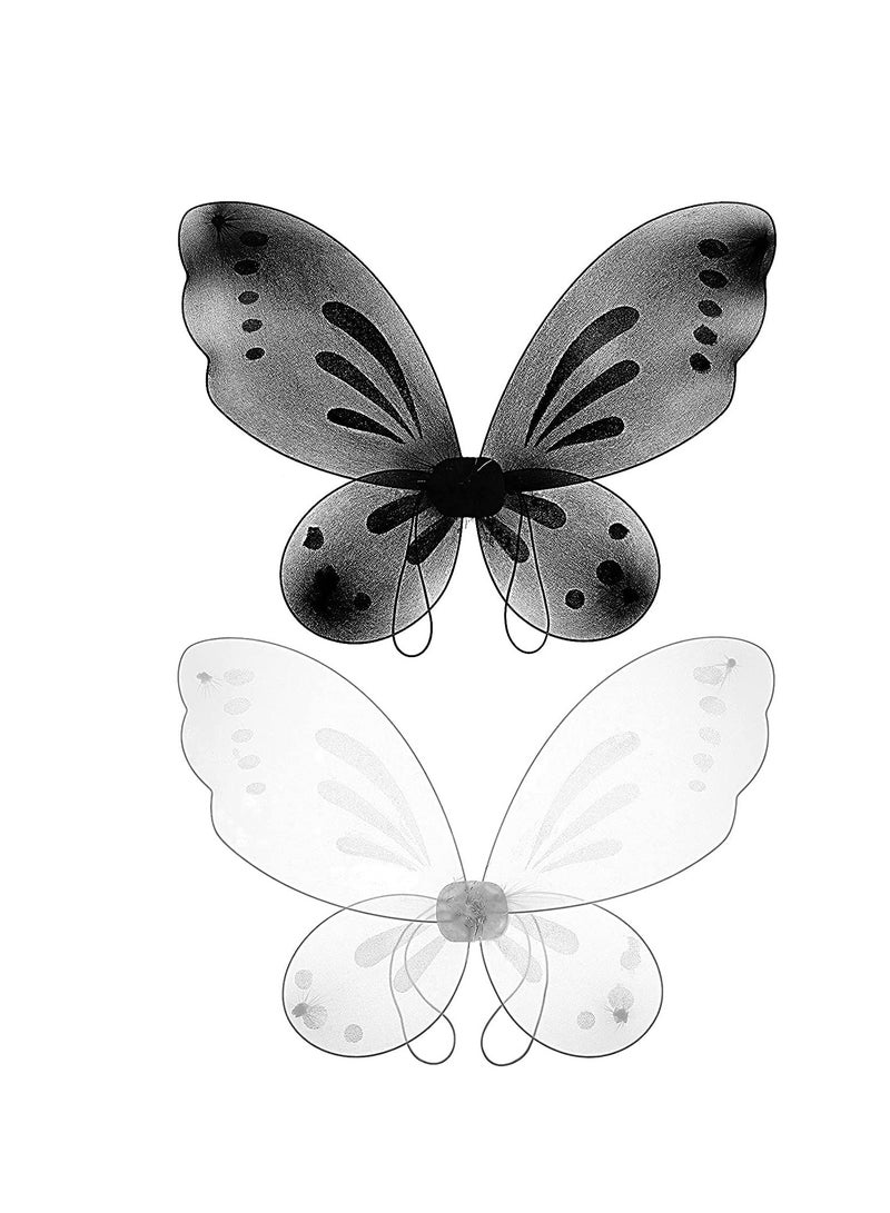 Zikra أجنحة الفراشة الجنية، 2 قطع أجنحة فراشة ملابس تنكرية لعيد الهالوين، أجنحة ملاك للأطفال، أجنحة الجنية لحفلة عيد ميلاد الأميرة، مكياج للعب، عرض في بيت اللعب - Image 1