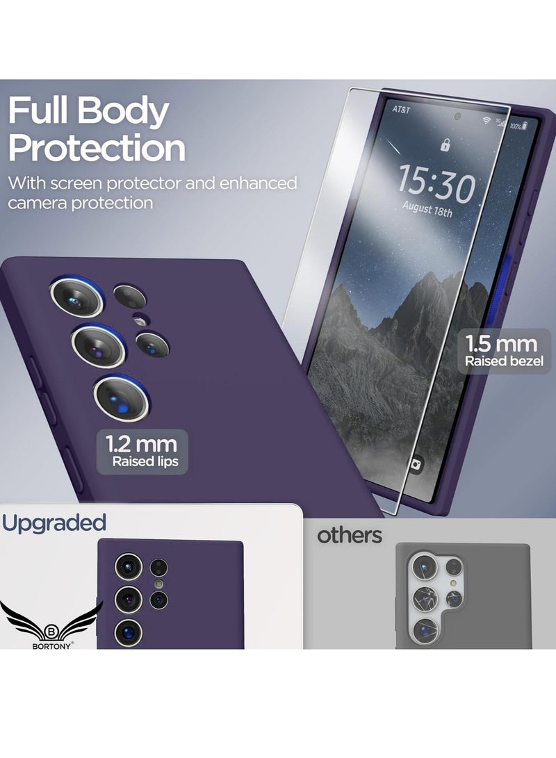 BORTONY Samsung S25 Ultra Case Liquid Silicone Case with Galaxy S25 Ultra Screen Protector Slim Fit Camera Protection Shockproof Phone Case Cover for Galaxy S25 Ultra 6.8 inch - Image 3