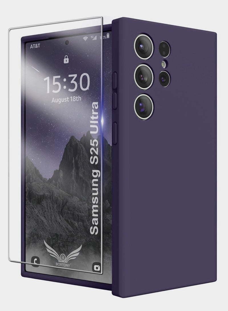 BORTONY Samsung S25 Ultra Case Liquid Silicone Case with Galaxy S25 Ultra Screen Protector Slim Fit Camera Protection Shockproof Phone Case Cover for Galaxy S25 Ultra 6.8 inch - Image 1