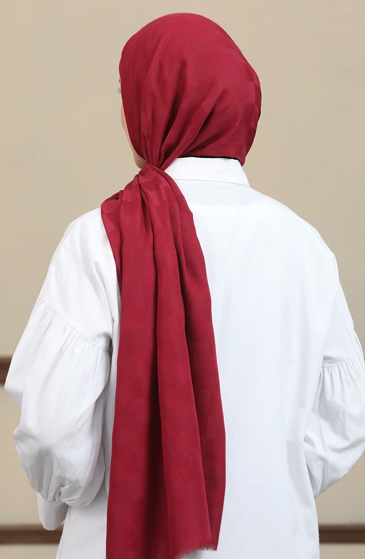 Cotton Jacquard Shawl 2071-04 Claret Red