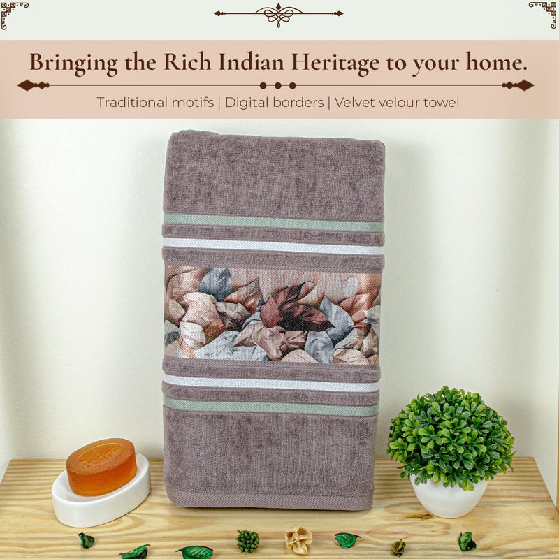 Rangoli 100% Cotton 450 GSM Bath Towel - Soft, Highly Absorbent, Fade Resistant, 71x147 cm, Brown - Image 4