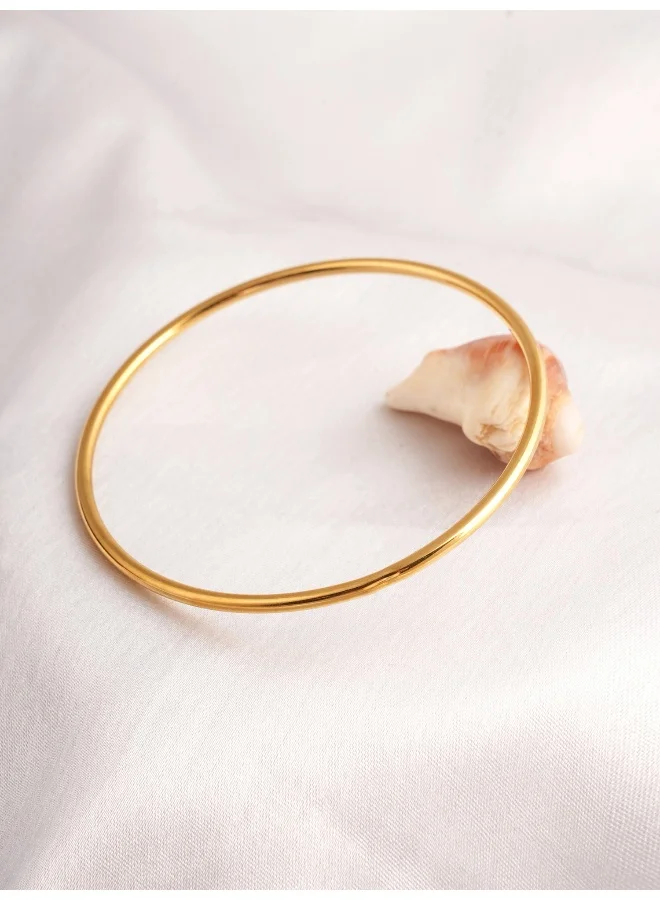 Palmonas PALMONAS 18k Gold Plated Plain Slim Gold Bangle for Women