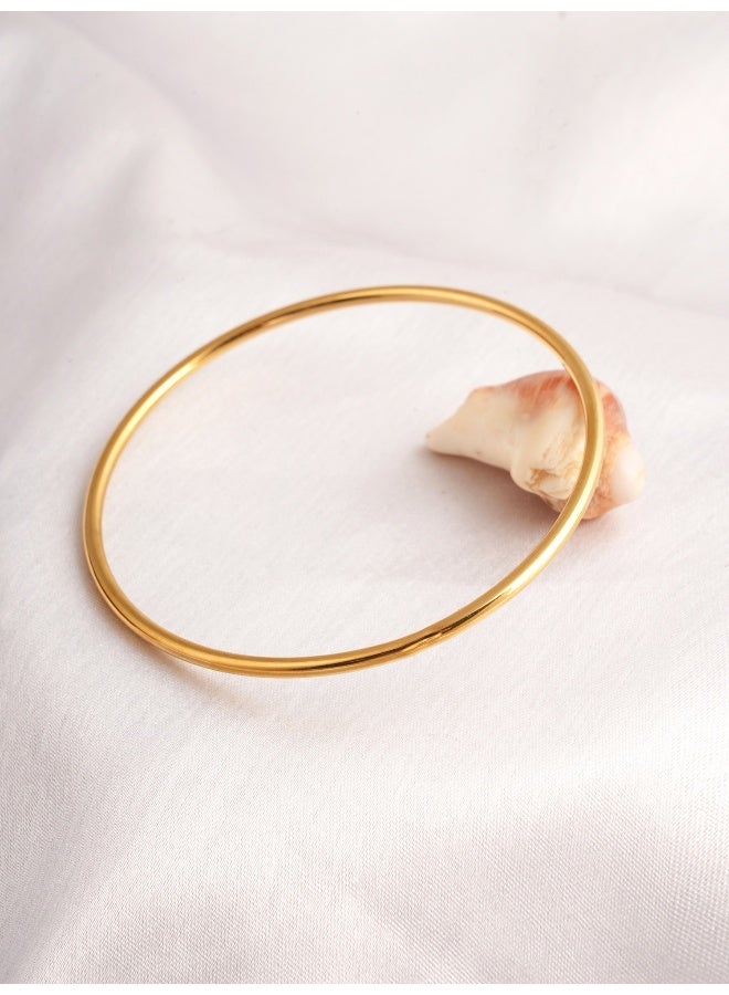 PALMONAS Plain Slim Gold Bangle for Women - Waterproof & Anti-Tarnish - Image 2