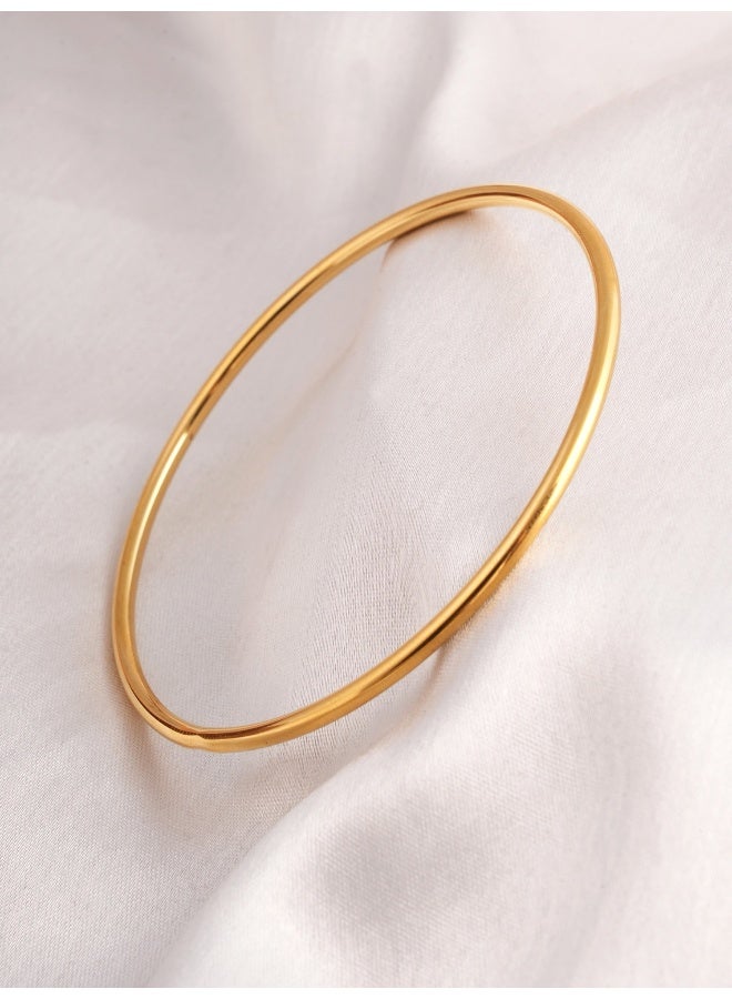 PALMONAS Plain Slim Gold Bangle for Women - Waterproof & Anti-Tarnish - Image 4