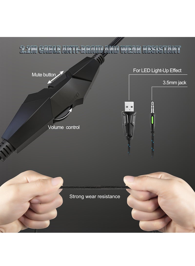 onikuma K19 Gaming Headset Headphones with Microphone, PS4 PS5 Xbox Headset with Mic & RGB LED Light Noise Cancelling Surround Sound for Playstation Computer PC Mac Xbox One-Black - Image 4