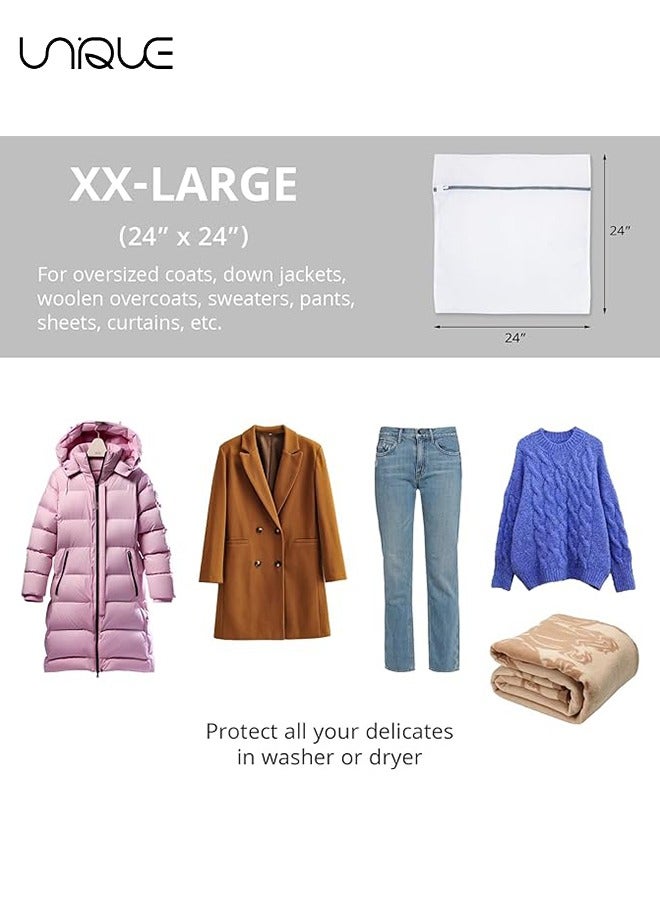 Unique Laundry Bag, 2 XX-Large Honeycomb Delicates Bags for Washing Machine, 24 x 24 Inches Laundry Bags, Mesh Wash Bag, Travel Storage Organize Bag, Travel Laundry Bag (White, 2 Large) - Image 2