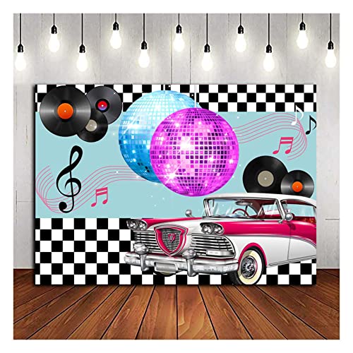Qian Qian Back to 50's Sock Hop Theme Photography Backdrops 1950s Retro Diner Time Rock Roll Classic Decor Crazy Vintage  - Image 2