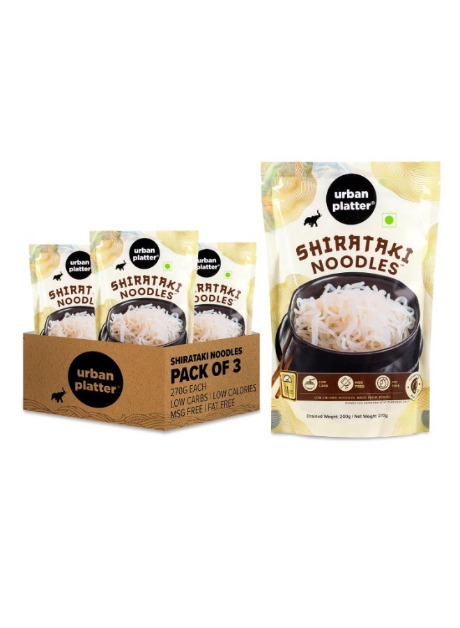 Urban Platter Shirataki Konjac Noodles, 270g, Pack of 3 (Fat-Free, Gluten-Free, Low Carb, Ready to Use) - Image 1