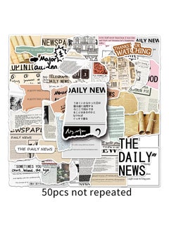 50 Vintage Newspaper Stickers, Artistic Collage, Waterproof 50 original newspapers-897