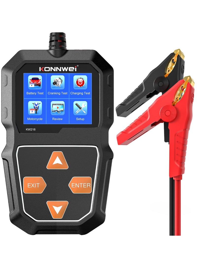 كونوي جهاز اختبار بطارية السيارة KW218 6 فولت 12 فولت، 100-2000 CCA، جهاز اختبار حمل بطارية السيارة، جهاز اختبار المولد، جهاز تحليل بطارية السيارة الرقمي، جهاز اختبار نظام الشحن والتدوير للسيارات والشاحنات والقوارب والدراجات النارية - Image 1