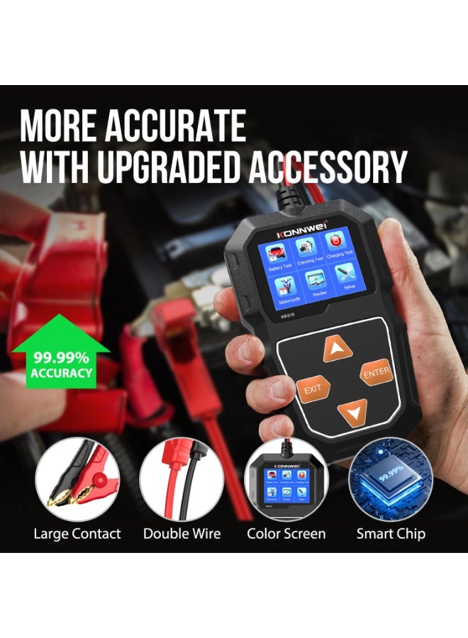 كونوي جهاز اختبار بطارية السيارة KW218 6 فولت 12 فولت، 100-2000 CCA، جهاز اختبار حمل بطارية السيارة، جهاز اختبار المولد، جهاز تحليل بطارية السيارة الرقمي، جهاز اختبار نظام الشحن والتدوير للسيارات والشاحنات والقوارب والدراجات النارية - Image 5
