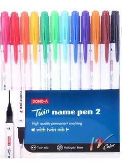 Dong-A Twin Name Pen 2 Set 12 Colors  - Image 1