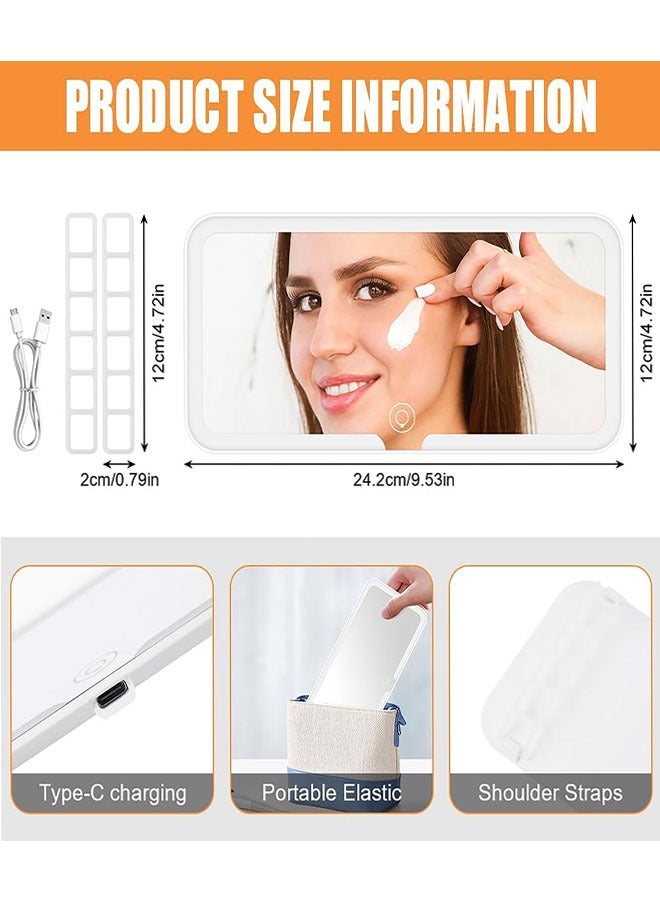 LED Car Vanity Mirror, Car Sun Visor Makeup Mirror Dimmable Cosmetic Mirror with 3 Lights Modes  Touch Control, Rechargeable LED Car Light Up Mirror Suitable for Most Cars (White) - Image 2