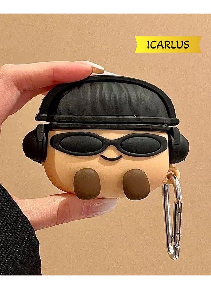 ICARLUS For AirPods 3 Case 3D Cartoon Cute Silicone Earbuds Cover with Carabiner - Glasses Boy  - Image 1