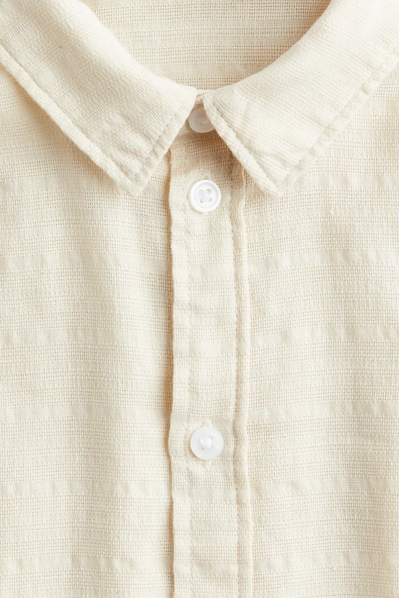 H&M Jacquard-weave linen-blend shirt