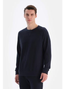 dagi Navy Blue Crew Neck Long Sleeve Waffle Sweatshirt  - Image 1