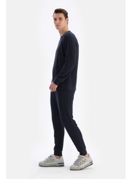 dagi Navy Blue Crew Neck Long Sleeve Waffle Sweatshirt  - Image 4