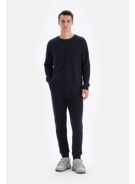 dagi Navy Blue Crew Neck Long Sleeve Waffle Sweatshirt  - Image 2