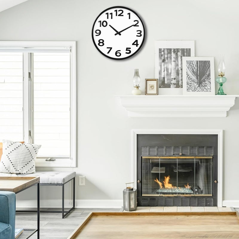 Crosstime 16 Inch Wall Clock Battery Operated Silent with Big Numbers Easy to Read, Analog Quartz Round Modern Large Clocks for Living Room Office Decor - Image 4