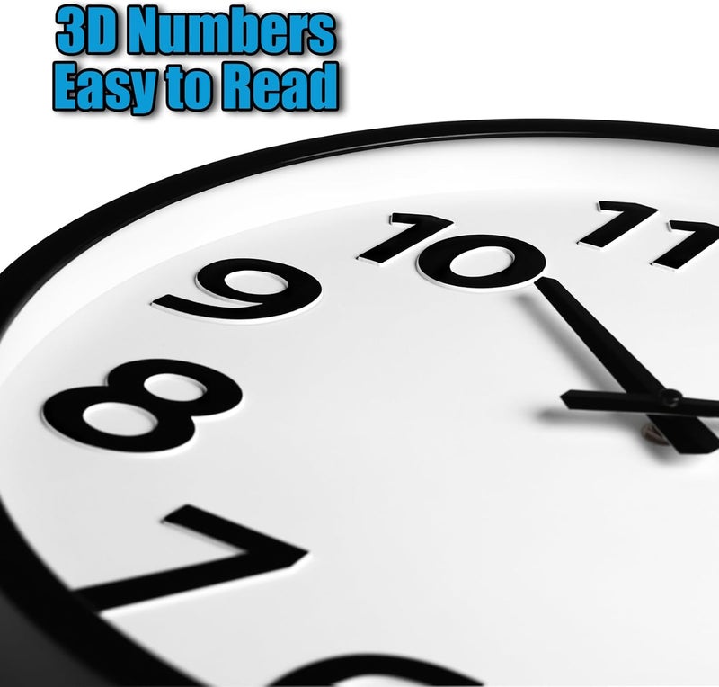 Crosstime 16 Inch Wall Clock Battery Operated Silent with Big Numbers Easy to Read, Analog Quartz Round Modern Large Clocks for Living Room Office Decor - Image 3