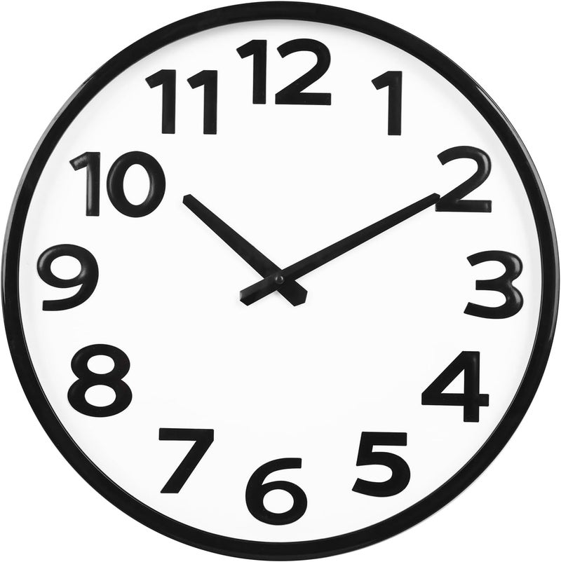 Crosstime 16 Inch Wall Clock Battery Operated Silent with Big Numbers Easy to Read, Analog Quartz Round Modern Large Clocks for Living Room Office Decor - Image 1