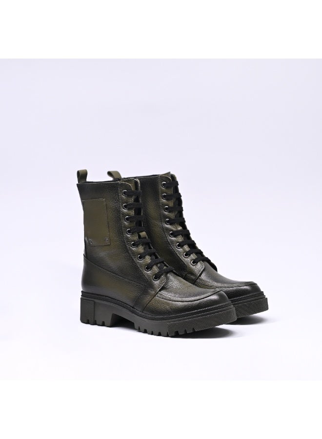 Levent Genuine Leather Half Boot For Women - Olive - Image 1