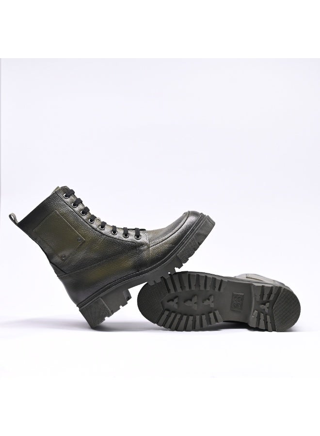 Levent Genuine Leather Half Boot For Women - Olive - Image 3