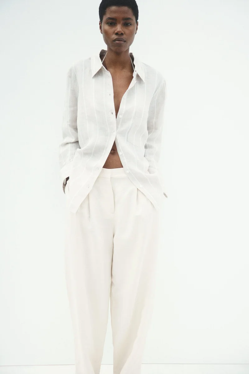 H&M Linen-blend barrel trousers