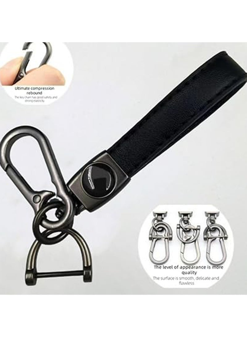 2-Pack Ford Logo Genuine Leather Car Keychain Universal Keychain Ring Accessory Family Gift Suitable for Men and Women （Black）  - Image 4